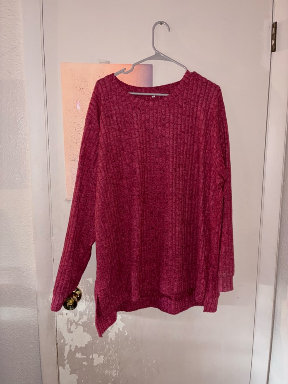 Cozy Ribbed Knit Sweater - Deep Berry
